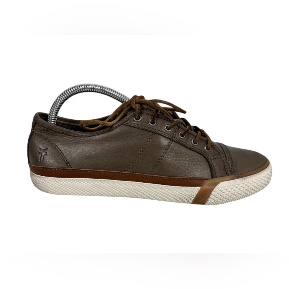 Frye Womens Shoes 8 Low Lace Up Sneakers Brown Leather Distressed Look Casual